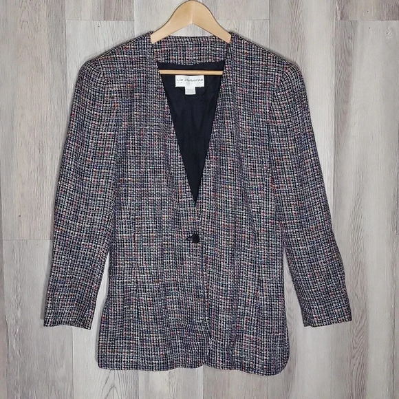 🛍Liz Claiborne Vintage Tweed Speckled Multicolored Lined Blazer Womens Size 10 - Picture 1 of 7